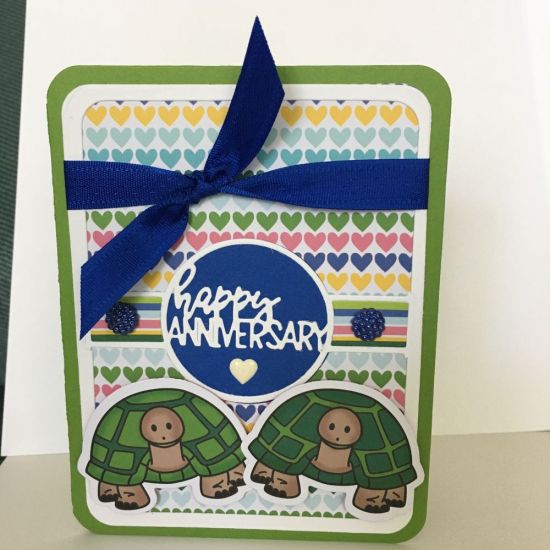 Tortie Happy Anniversary (Rounded Corner A-2 Card with circle drop-in)
