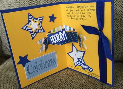 3-D Drop in Congratulations Blue & Yellow
