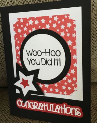 Front of 3D Drop-in Congratulations Red/Black
