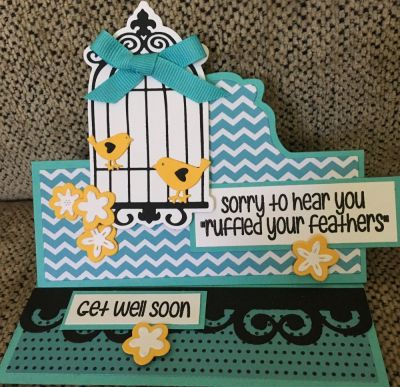 Bubbly Stand-Up:  Get Well with Bird Cage
