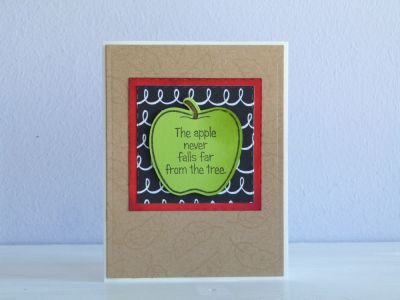 The apple never falls far from the tree
A2 Card, with stamped background ( leaves on craft paper )
Keywords: apple, apple card,