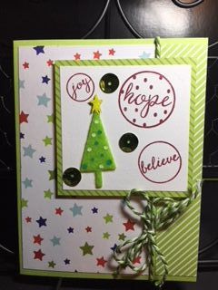 Joy Hope Believe Tree
Simple card for the Holiday Season. 
