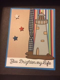 U Brighten My Day 
April Card Kit 2019, Great card for a Man, fathers day, birthday, or just because! 
Keywords: You Brighten My Life, Lighthouse, April 2019 Card Kit