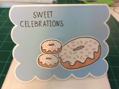 Donuts to stamp anniversary card
When your parents are 900 years old and celebrating their 57th wedding anniversary (of my father not seriously injuring my mother...ha ha), they needed a donut card. 
