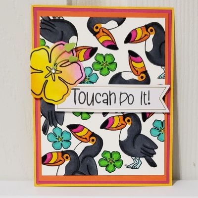 The Fruit Loop Guy Says You Can Do It
Keywords: Tropical2stamp, tucan2stamp, tangerine, banana, guava, kiwi ink and cardstock