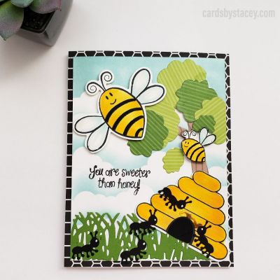 Sweet As Honey
Keywords: HIVE4BEES, PICNIC TO STAMP, PAPER THANKS COLLECTION, SHINE COLLECTION, SKY INK, HOUSE FOLD IT
