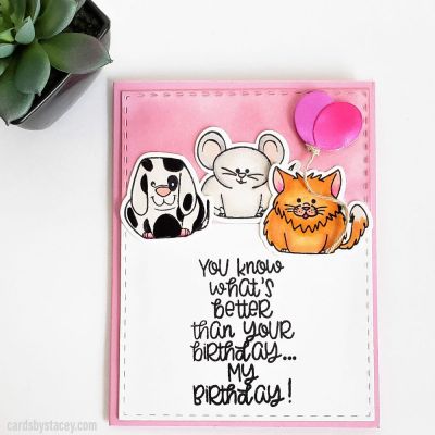 My birthdays better than your birthday
Keywords: Mini pudgies, candy cardstock, candy ink, razzleberry ink, guava ink, baloon die  from elephant pudgie, birthdaywishes2stamp