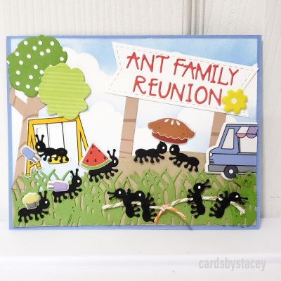 Ant Family Reunion
Keywords: Sky ink, grass die, green apple card stock, gingersnap card stock, sky cardstock, picnic2stamp, icecream2stamp puffy stickers, house fold it, letters from foxes2stamp