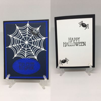 Too cute to spook 
A2 Halloween Card 
Keywords: Halloween web critters
