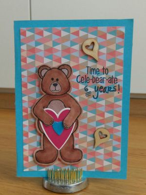 Beary happy anniversary card! 
Celebrating 6 years by my hubby's side. Love him to bits! All the more so for humouring my crafting antics and addiction :)
