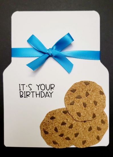 Birthday Card
Used cork sheet for chocolate chip cookies on a handmade milk jar added ribbon for finishing touch.
Keywords: Happy Birthday Card