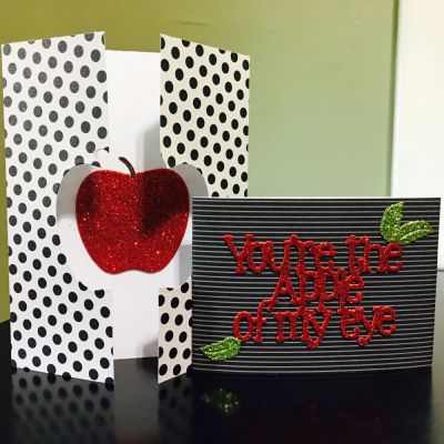 Inside View Glitter Apple Gatefold Card
Die cut apple gatefold card with a sleeve.
Keywords: Apple Gatefold glitter