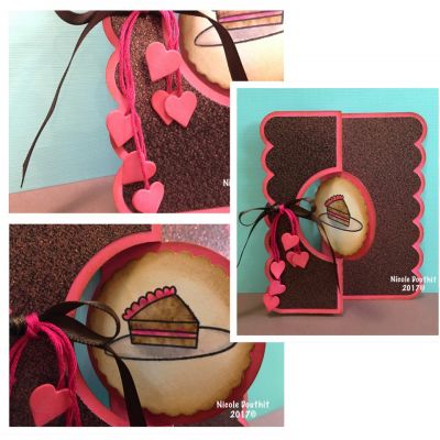 Sweet Heart Cake Card 
Cascading mini hearts, glitter paper and a yummy water colored shimmery piece of cake combine in this Flip-Its Valentine card :)
