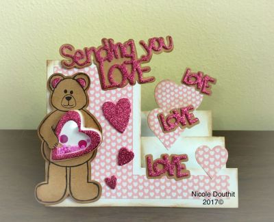Sending Love Step-Ups Card
Bear2stamp and die set, Heart Step-Ups die set, adhesive glitter foam, patterned paper and pink shaker mix :)
