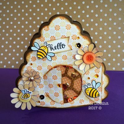 "Hello" Buzzing Bee Shaker Card
Little bees fluttering on a hive card :)
Keywords: Hive4bees, bee, shaker  