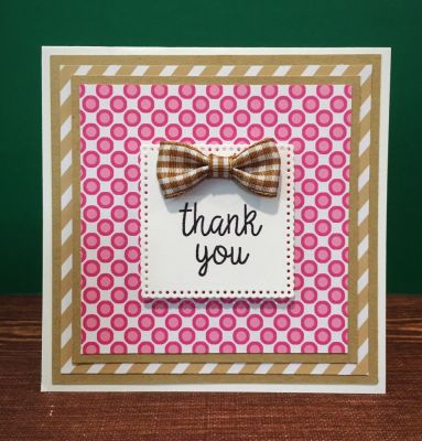 4 1/2 in. Square Thank You Bow Card
A simple layered square card :)
Keywords: August Grateful Kit
