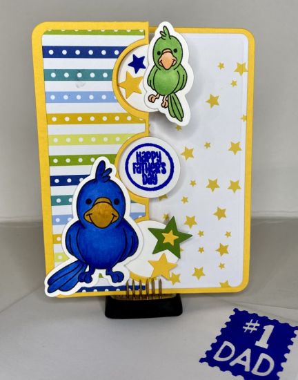Happy Father�s 
Keywords: Triple circle flip- it, birds2stamp, birds2stamp dies, Dotted Stars dies