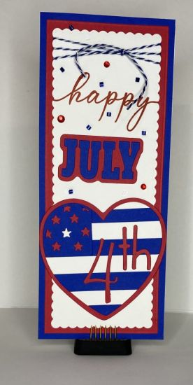 Happy July 4th 
Keywords: Slimline Card Die Set, Slimline Scalloped Rectangle Die Set, FourthofJuly2stamp Dies, phrases4Stephanie