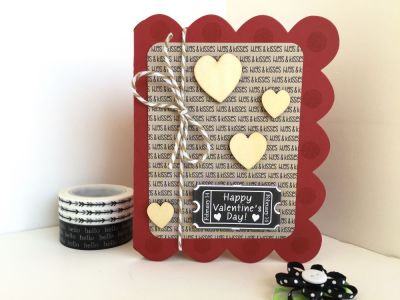 Wood Heart Scallop Card
