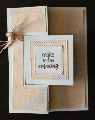 Amazing day 
I used my Sizzix square flip-it card in pale blue and used a textured glittery blue & tan paper for the panel pieces. I stamped a sentiment from the succulent set. 
