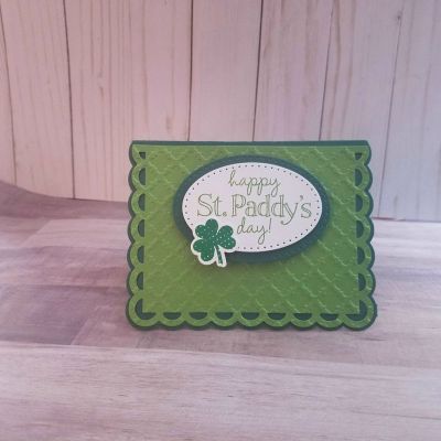 Keywords: Sizzix Card, Scallop w/Thanks Sentiment Set, Sizzix Playful & Flower Circle Embossing Folders 2PK, shamrocks4us, small shamrock die