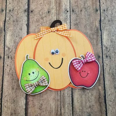 Keywords: Sizzix Pumpkin Fold-it, pear2stamp, pear dies, apple2stamp, apple dies, faces4stamps