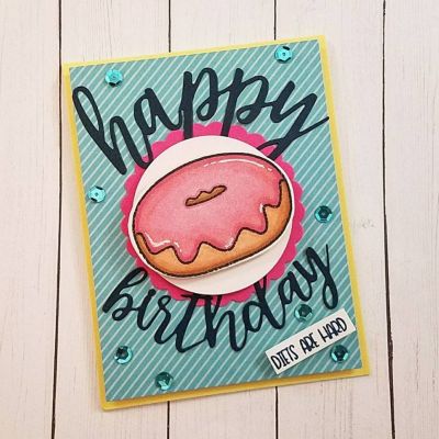 Keywords: donuts2stamp, donut dies, sayings4donuts, happy statement set, birthday statement set, scalloped circles