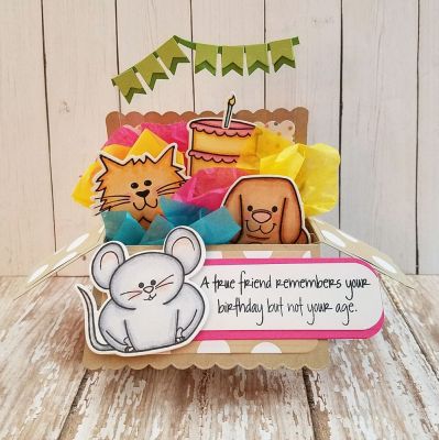Keywords: SizzixRectangleBoxCard, mousepudgie2stamp, dogsugarpudgie2stamp, cat2stamp, cat dies, Sizzix Take the Cake Stamps & Dies, greetings4birthday, Sizzix Banner Drop-in Set