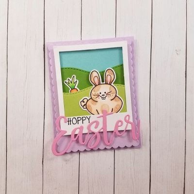 Keywords: bunnypudgie12 stamps and dies, Easter statement stamps and dies, photo frame dies set, sailboat dies, scalloped rectangels