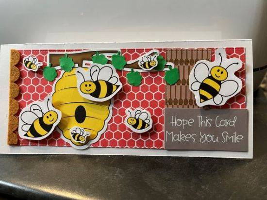 Bee Card for Leon 3
This is a quick and easy card I made for my Grandson who lives in California (I'm in Tennessee). He loves getting snail mail from his Grammy!! I love using TSOL products to send him sweet cards
