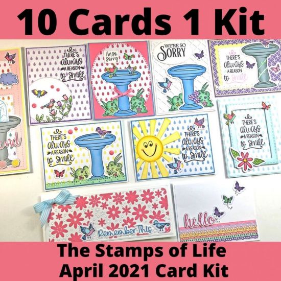 10 Cards 1 Kit
Here are 10 cards I made using the April 2021 card kit which corresponds to the monthly stamp set, birdbath2stamp. 
Keywords: Birdbath2Stamp