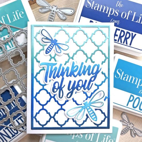3 Cards Using 1 Ink Blended Background and Dragonfly A2 Card
