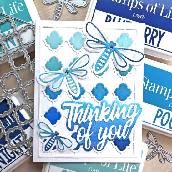 3 Cards Using 1 Ink Blended Background and Dragonfly A2 Card
