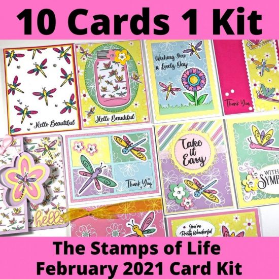 February 2021 Card Kit - 10 Cards 1 Kit
I made 10 cards with the February 2021 card kit. This kit corresponds to dragonflies2stamp. To see my process video for all 10 cards, check out my YouTube video - https://youtu.be/-2yPJCnrxLc
Keywords: dragonflies2stamp