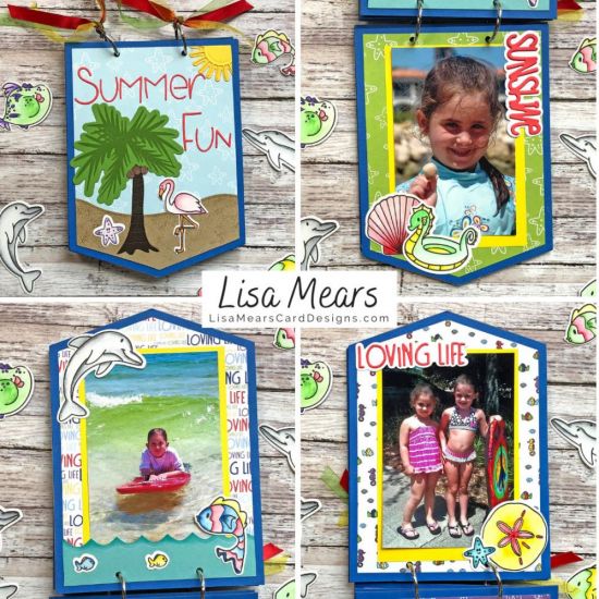 Banner Mini Album
I'm sharing a mini album I created using the Big Banner 4 die set and some other fun summer products from The Stamps of Life. This banner album is large enough to hold your 4x6 photos! Follow along with me on YouTube as I walk you through how to create this fun summer album -- https://youtu.be/bkBuUyQtbOQ

Keywords: Island2Visit Shells2Stamp Dolphins2Stamp Floaties2Stamp Fish2Stamp Flamingos2Stamp Punch Alphabet Uppercase Dies