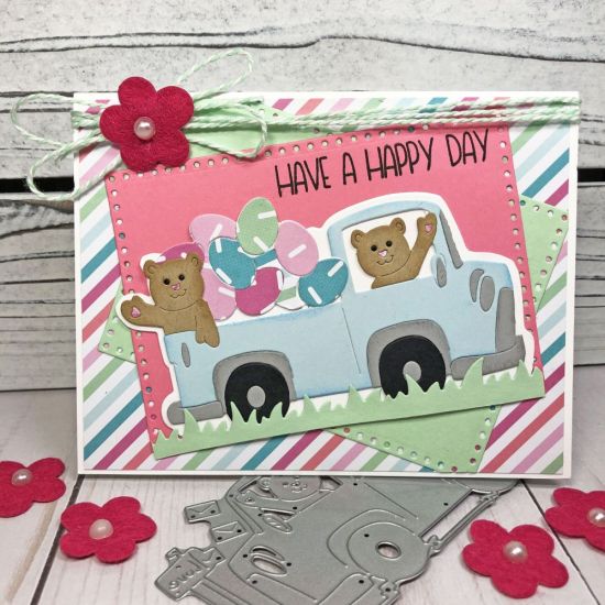 Valentine Truck with Bear turned into Easter Card
Keywords: valentine truck with bear hearts step-up card lovebear2stamp