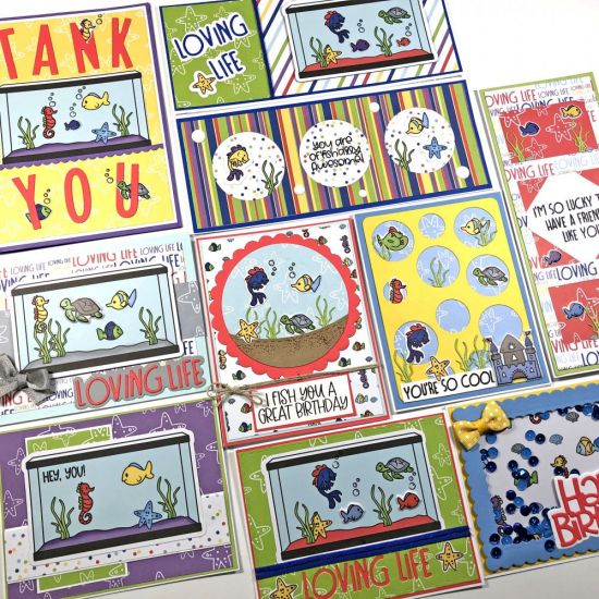 10 Cards 1 Kit - Loving Life Collection
Keywords: fishtank2stamp