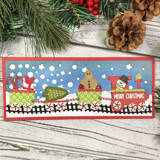 Christmas Train Slimline Card
Keywords: snowglobe2stamp train2stamp