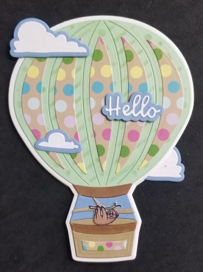 Keywords: Balloon sloth clouds hello