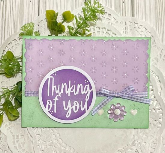 On this card, I used some of the layering pieces from the 5 x 7 deck edge. Flip it 
