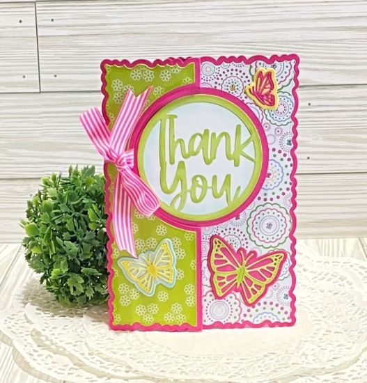Here I use the card bass as is and use butterflies from the beautiful butterfly stamp and die set 
