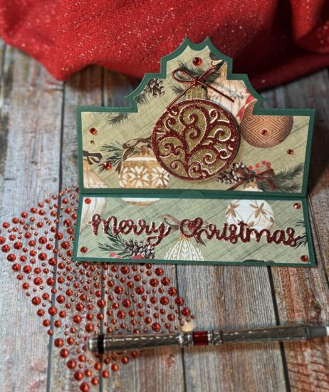 Charming Christmas Swirl Ornament Stand-up Card
I used the Charming Christmas dies and  the Charming Stand-up dies.  The green base is Spearmint cardstock.  This is my 2025 Christmas card.
Keywords: Charming Christmas, charming christmas swirl, holiday word die set, charming stand-ups