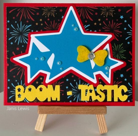 Boom-Tastic July 4th
4th of July Lights Up The Sky
Keywords: 4th of July, Boom-Tastic, Enamel Dots, Felt Bow, Die-Cut Stars, Die-Cut Phrase, Red Card, Night Fireworks, Foam Tape for Bow Adhesive