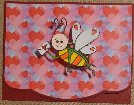 Elegant Edge A 2 Card with the Love bug stamp 
Elegant Edge A 2 Card with the Love bug stamp on hearts card stock all from TSOL.
Keywords: Elegant Edge A2 Card Love bugs 2 stamp Heart background
