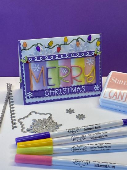 Christmas Punch alphabet card
Christmas card using the TSOL punch alphabet Bet dies 
Keywords: All TSOL products, punch alphabet HSN, Holly 4 christmas, Snowflake die, loopy die, scalloped die, foxes 2 stamp dies, 3�d gel pen TSOL markers