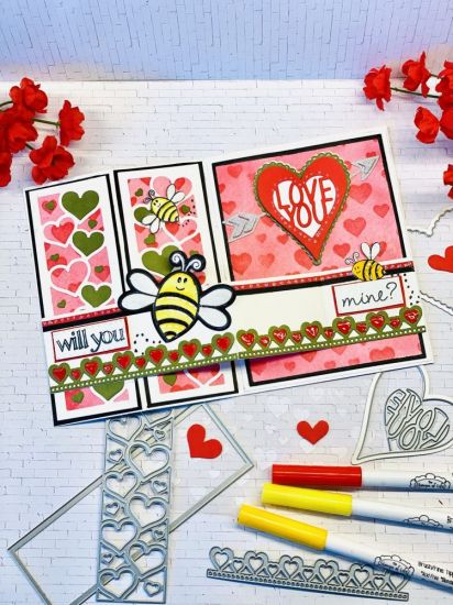 Keywords: Dotted hearts hearts2die4 double z fold card dies HSN hearts2love 