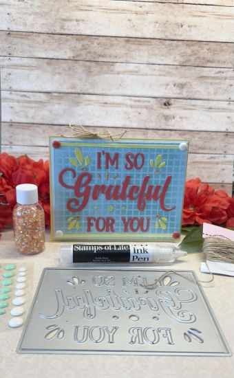 So Grateful For You Card Front Die Set
