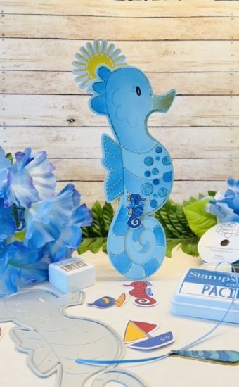 This gorgeous Seahorse fold-it is available now only in the �By the Sea�   New kit (3/30/22)
Keywords: turn it inside out and it now it is backwards from the die. Super easy & different ????