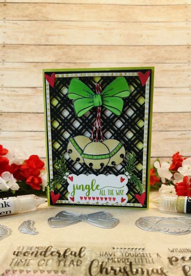 Keywords: Jinglebell2stamp stamps & dies, plaid background dies,twine, 3�d inks