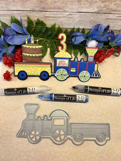Train Slimline Shaped Card Fold-it Die set

